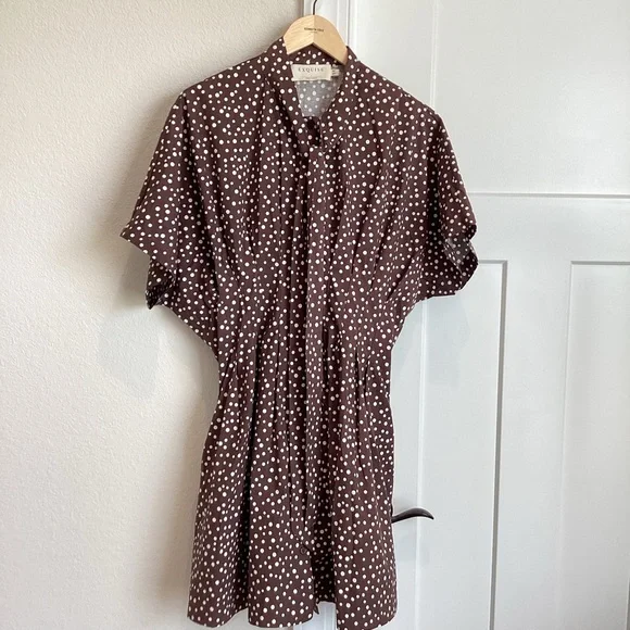 Exquise Tobie Collared Button-Front Tie-Neck Mini Shirt Dress Anthroplogie NEW - Picture 4 of 15